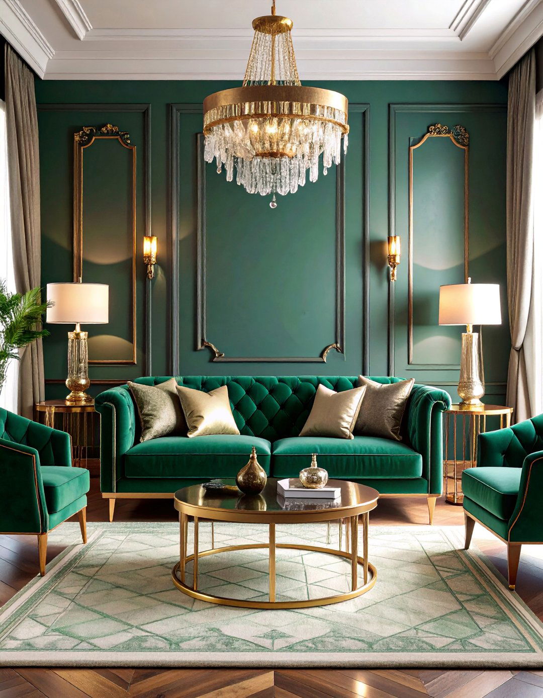 Art Deco Glamour Living Room with Metallic Accents - 25 Aesthetic Living Room Ideas