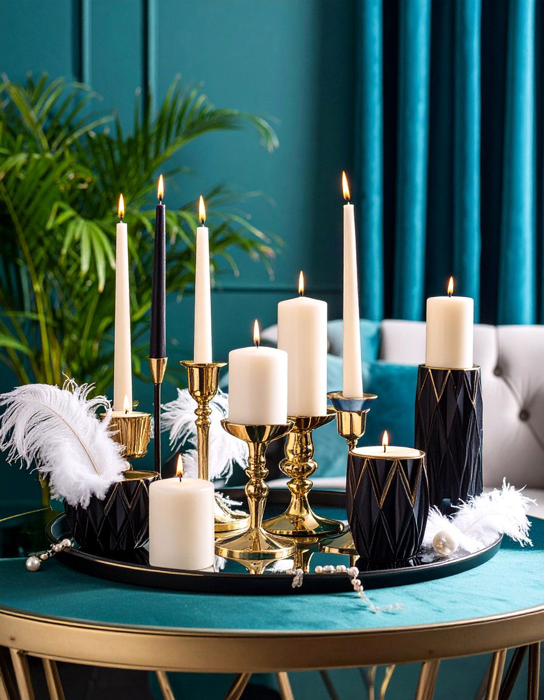 Art Deco Glamour Metallic Candle Showcase - 25 Decorating With Candles