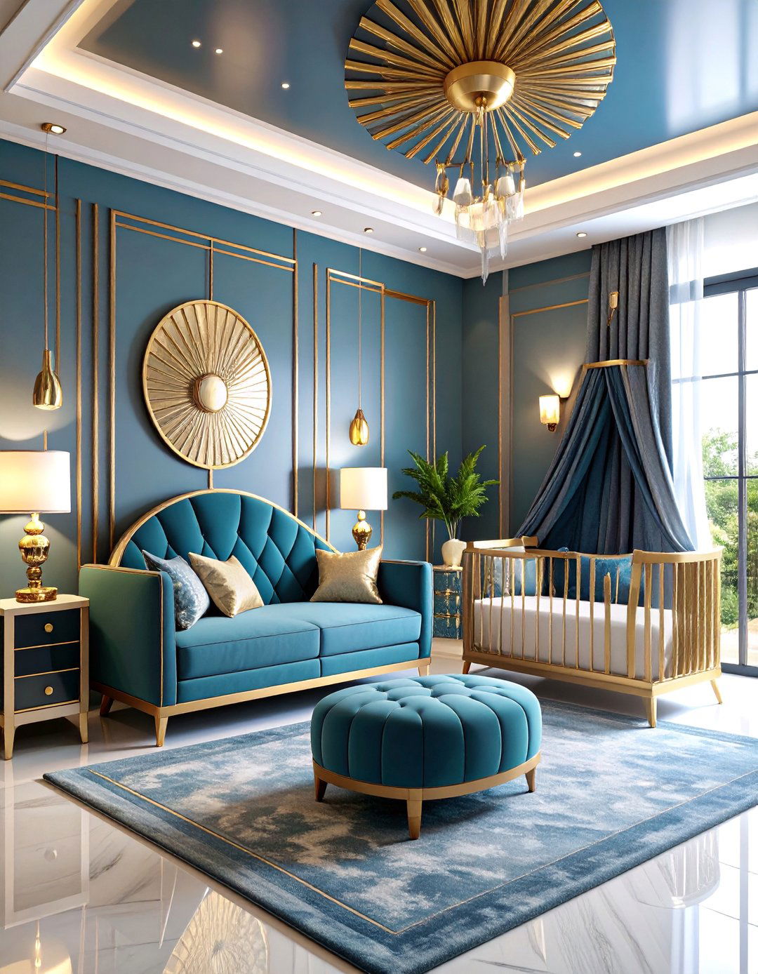 Art Deco Glamour Nursery with Geometric Patterns - 25 Vintage Nursery Ideas