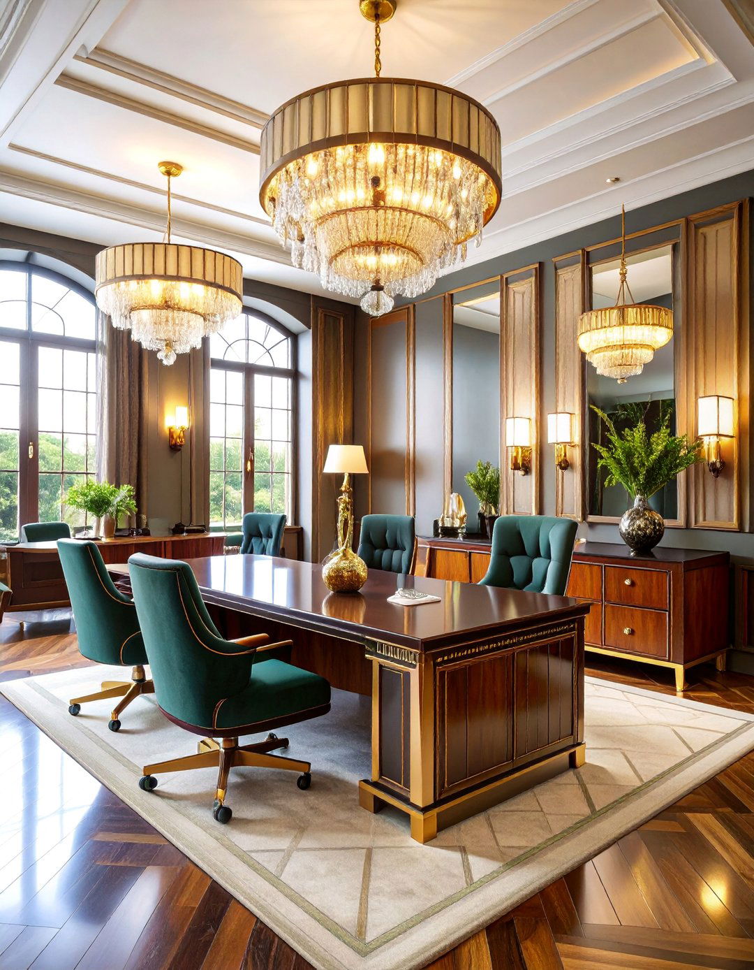 Art Deco Glamour Office with Metallic Finishes - 25 Home Office for Couples Ideas and Designs