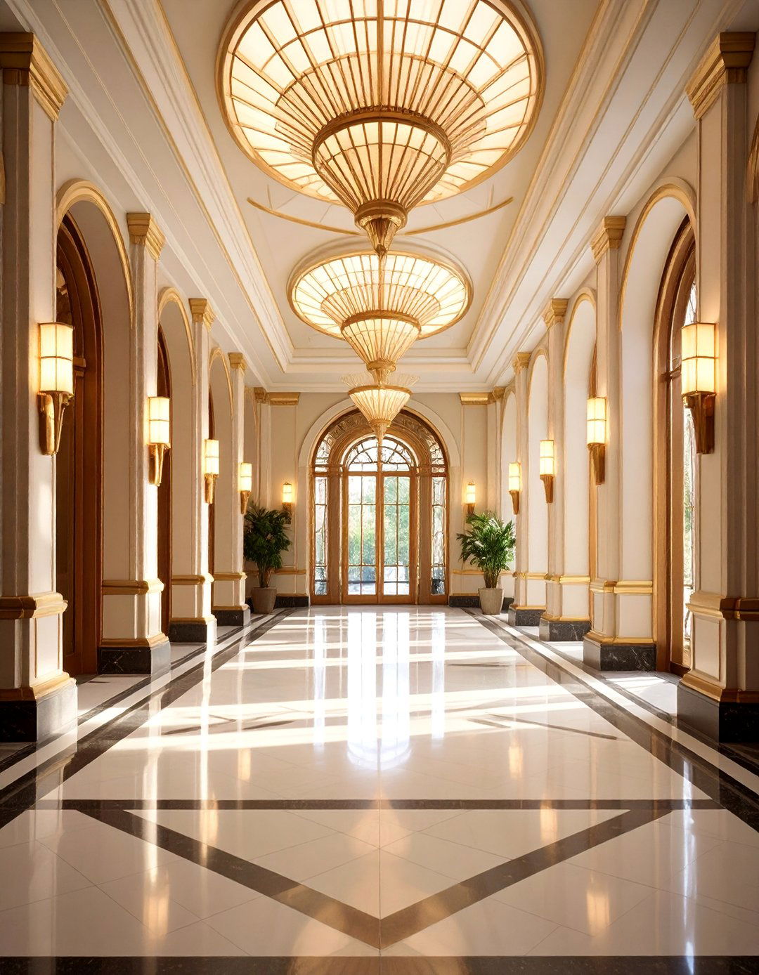 Art Deco Glamour Statement - 25 Hallway Lighting Ideas