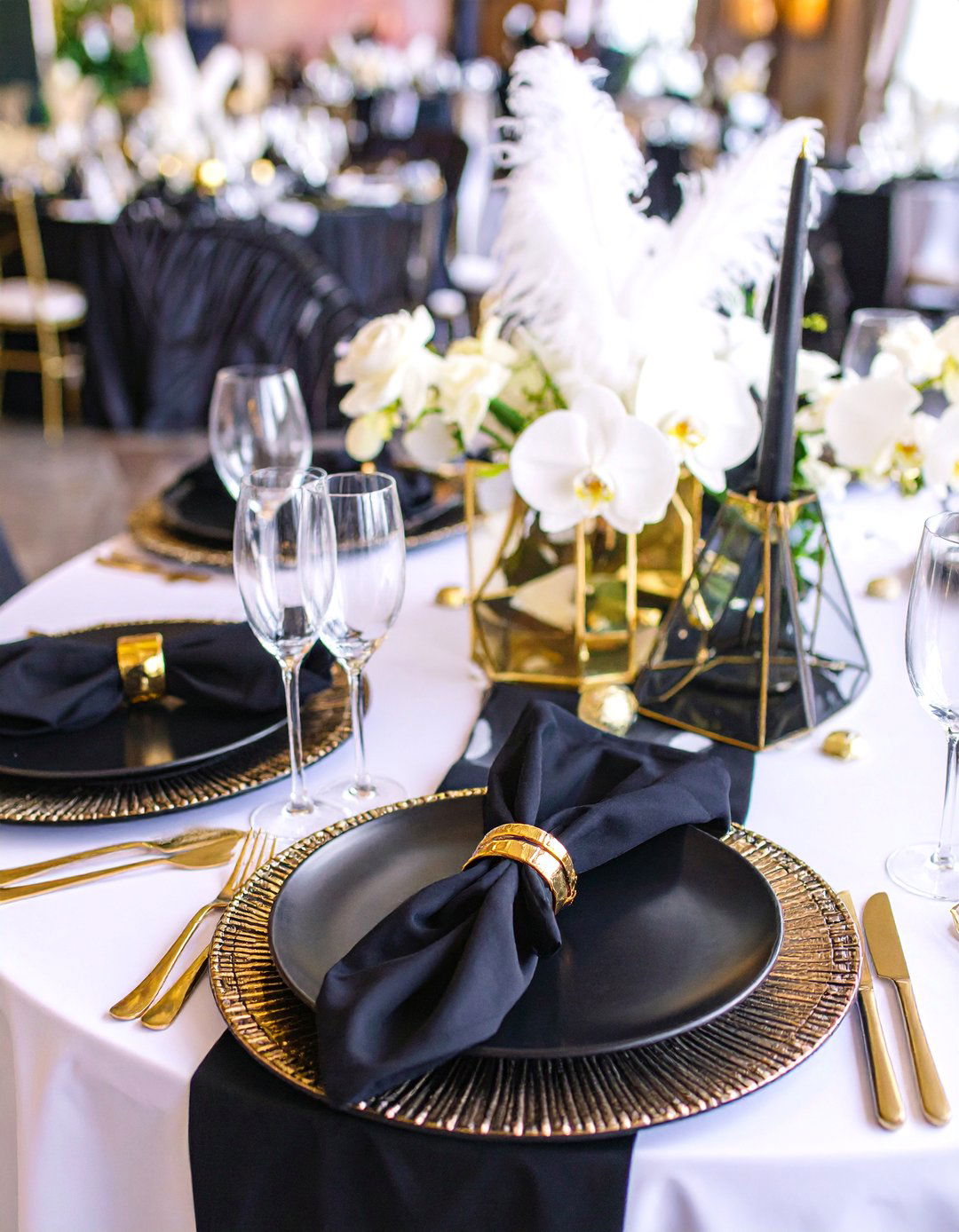Art Deco Glamour Tablescape with Geometric Patterns - 25 Tablescape Ideas