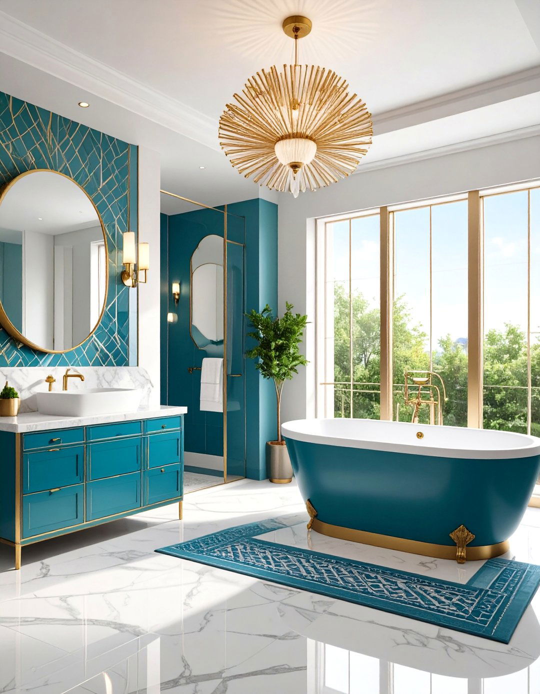 Art Deco Glamour with Geometric Patterns - 25 Modern Bathroom Decor Ideas