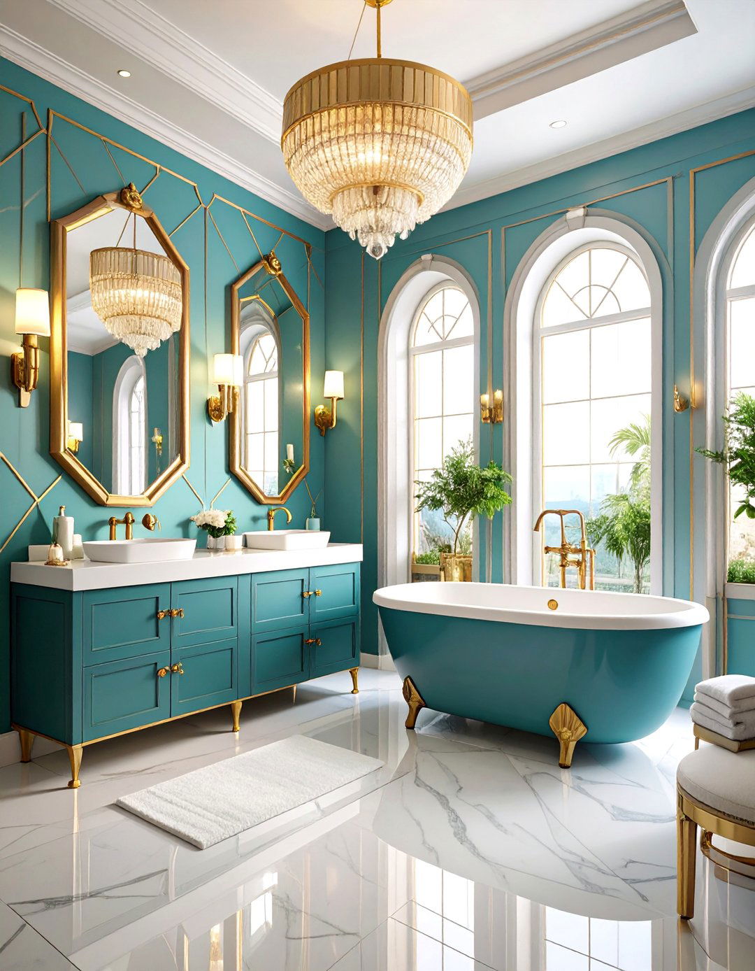 Art Deco Glamour with Geometric Patterns - 25 Primary Bathroom Ideas
