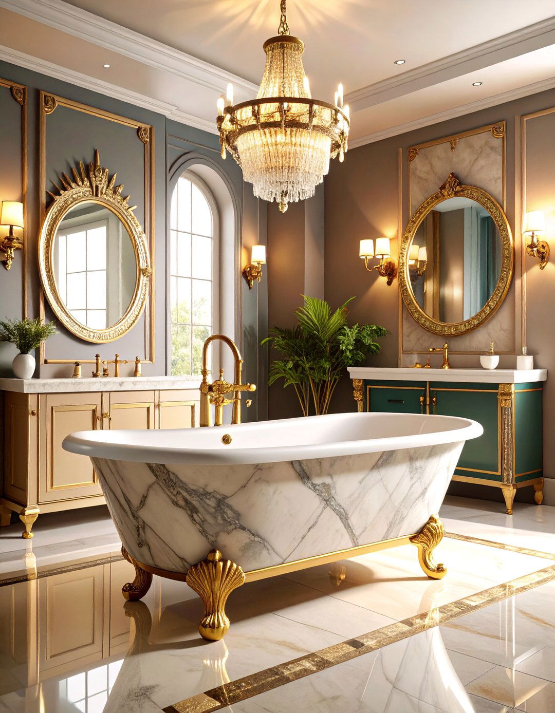 Art Deco Glamour with Geometric Patterns - 25 Romantic Bathroom Ideas