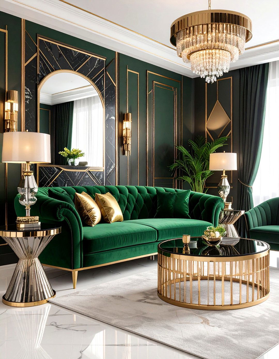 Art Deco Glamour with Geometric Patterns - 25 Vintage Living Room Ideas