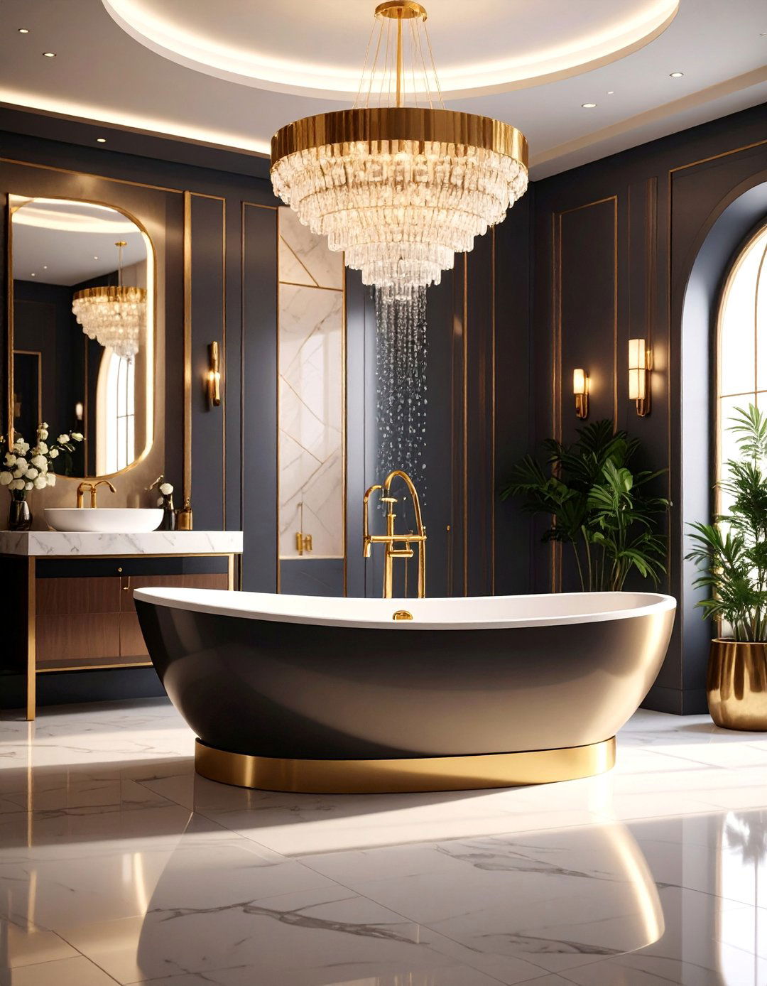 Art Deco Glamour with Metallic Accents - 25 Tub-shower Combo Ideas