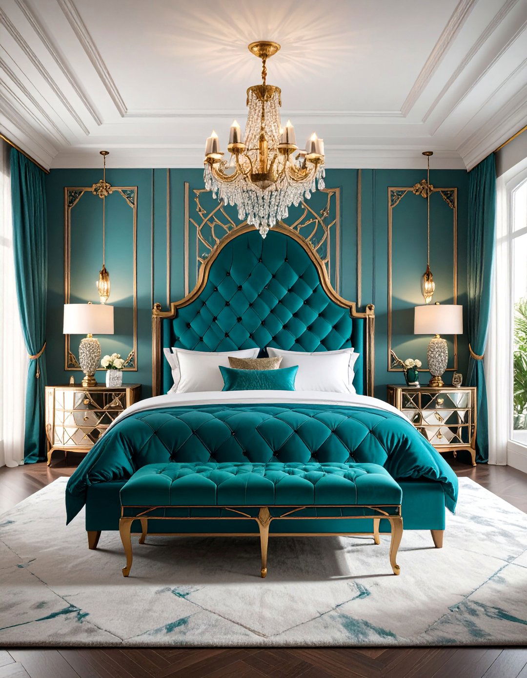 Art Deco Gothic Bedroom with Geometric Patterns - 25 Gothic Bedroom Ideas