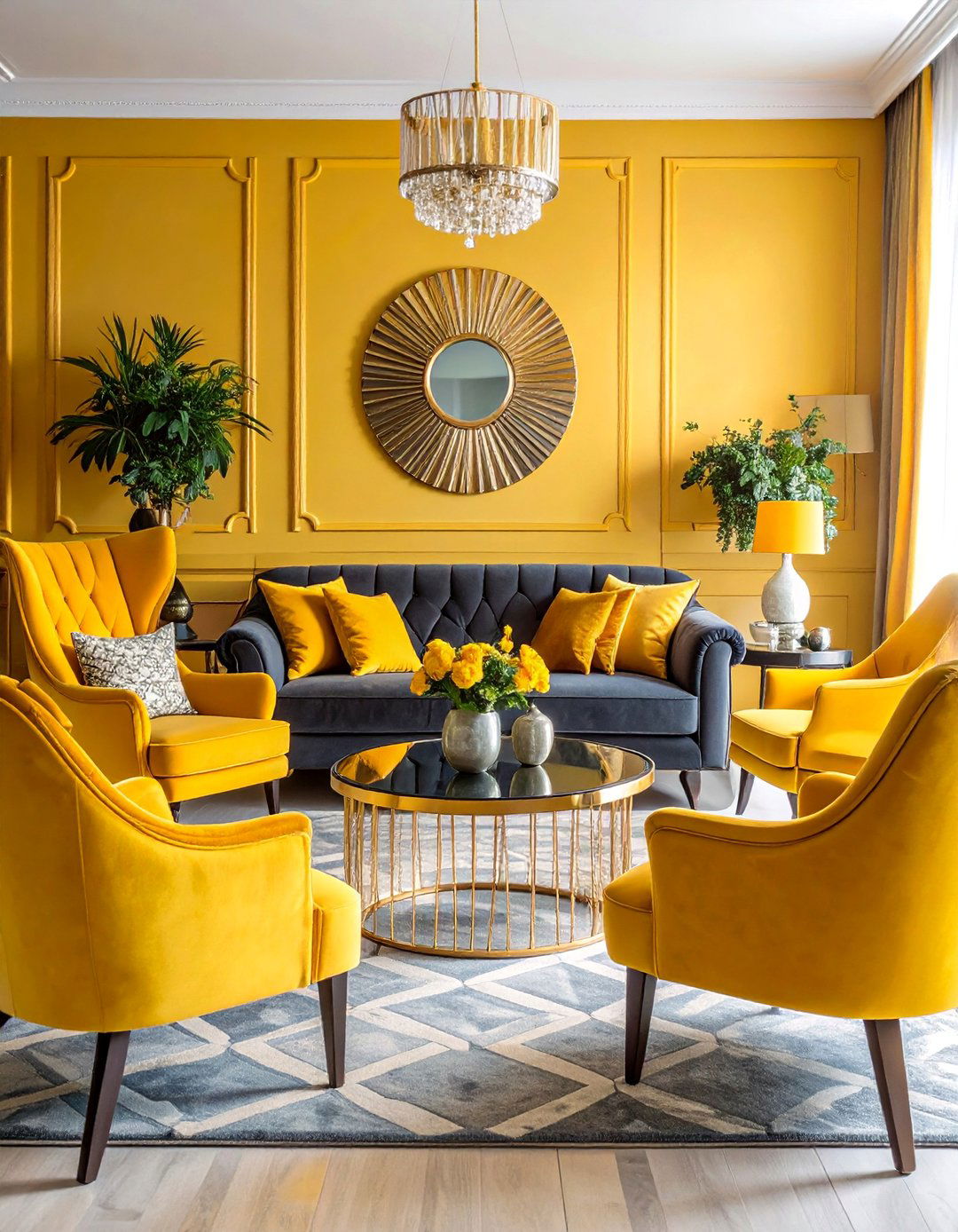 Art Deco Grey and Yellow Living Room - 25 Grey and Yellow Living Room Ideas
