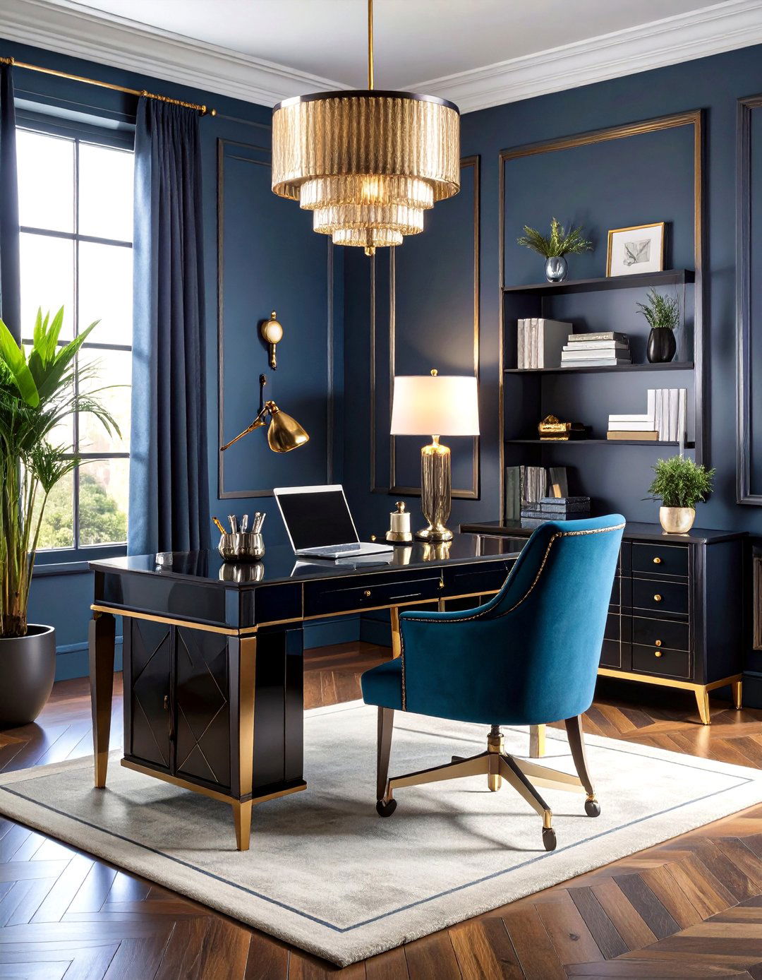 Art Deco Home Office with Glamorous Geometric Elements - 25 Home Office Ideas for Him