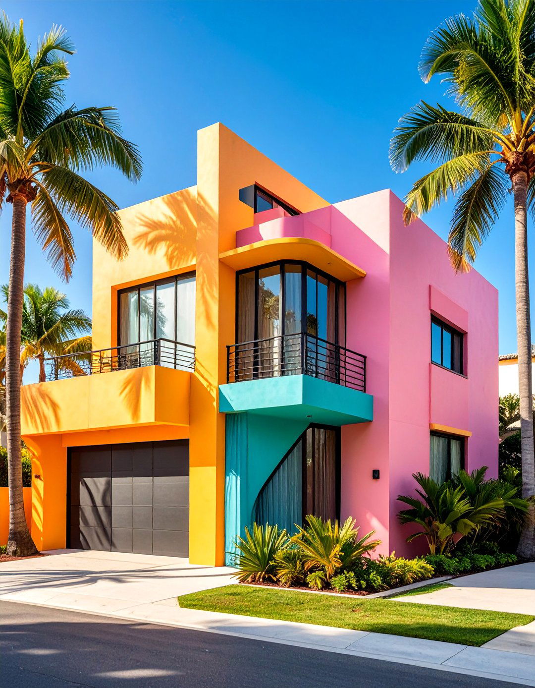 Art Deco House with Black Geometric Windows - 25 Houses With Black Windows