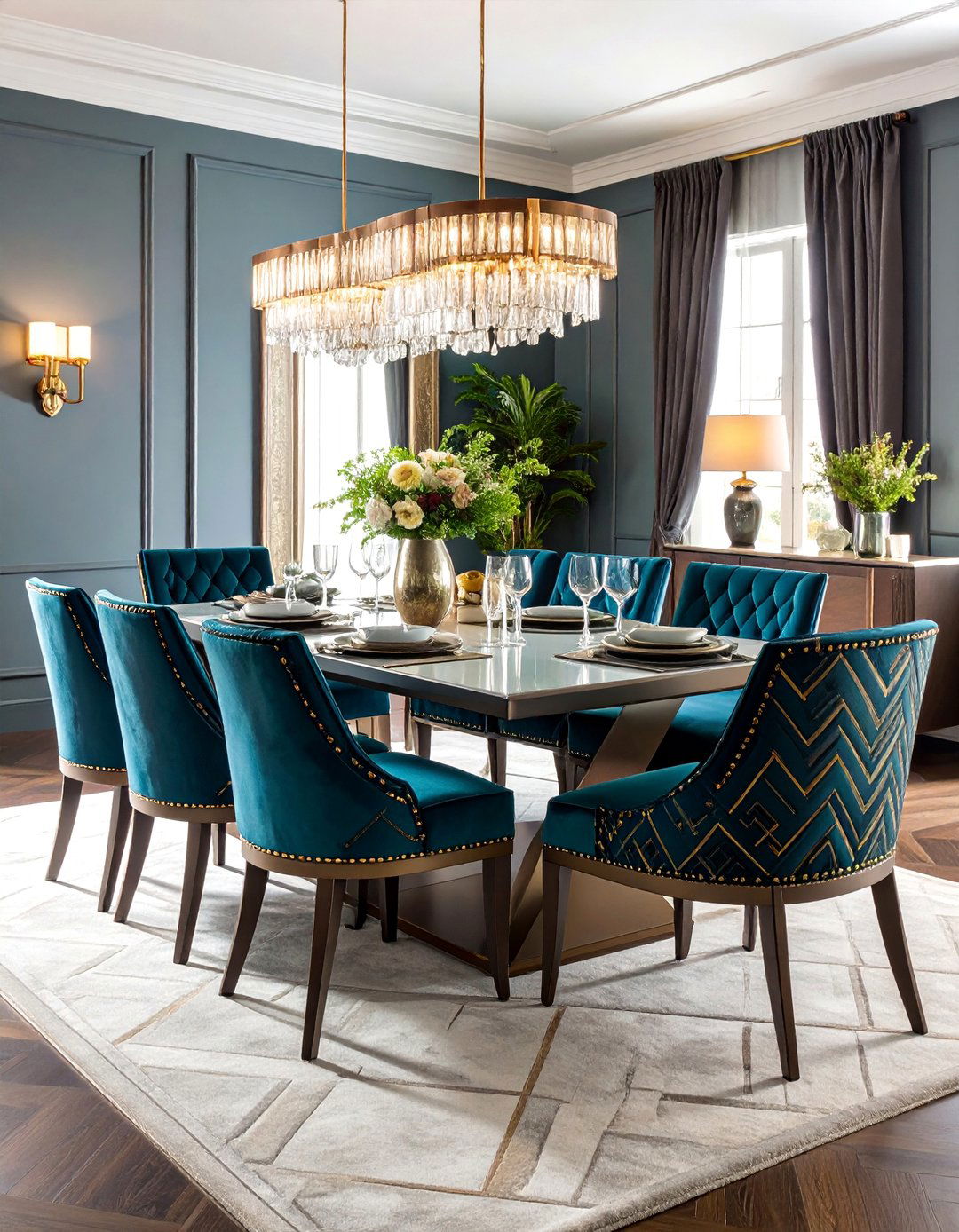 Art Deco Inspired Banquette with Geometric Patterns - 25 Banquette Seating Ideas