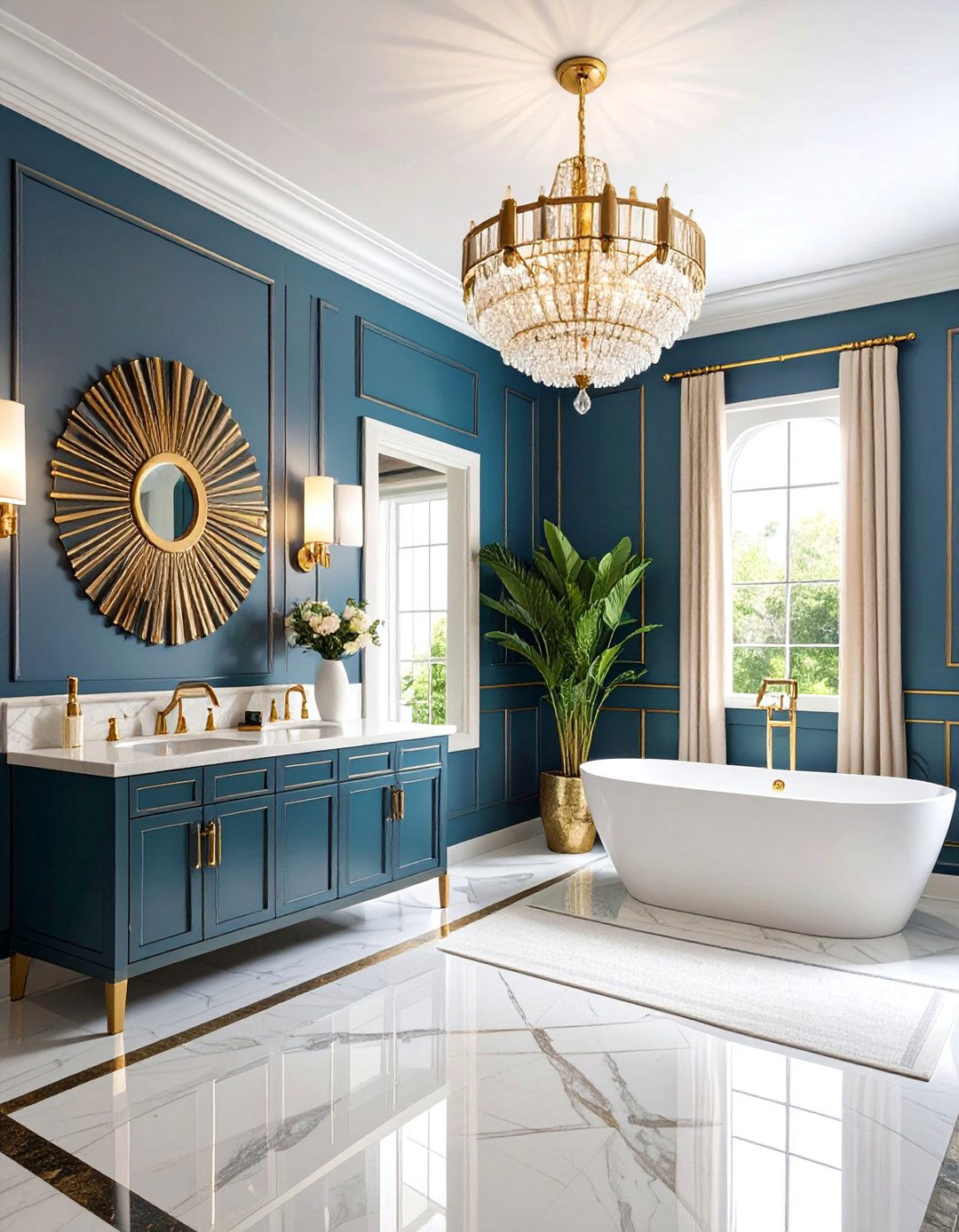 Art Deco Inspired Black and White Glamour - 25 Black and White Powder Room Ideas