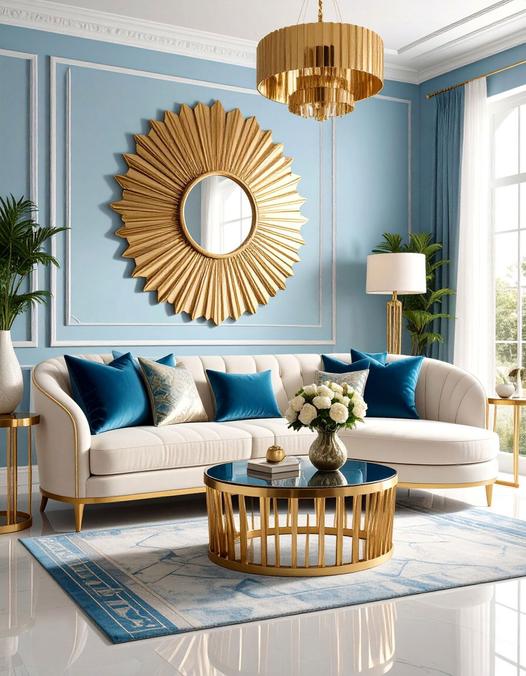 Art Deco Inspired Cream and Gold Living Room - 25 Cream and Gold Living Room Ideas