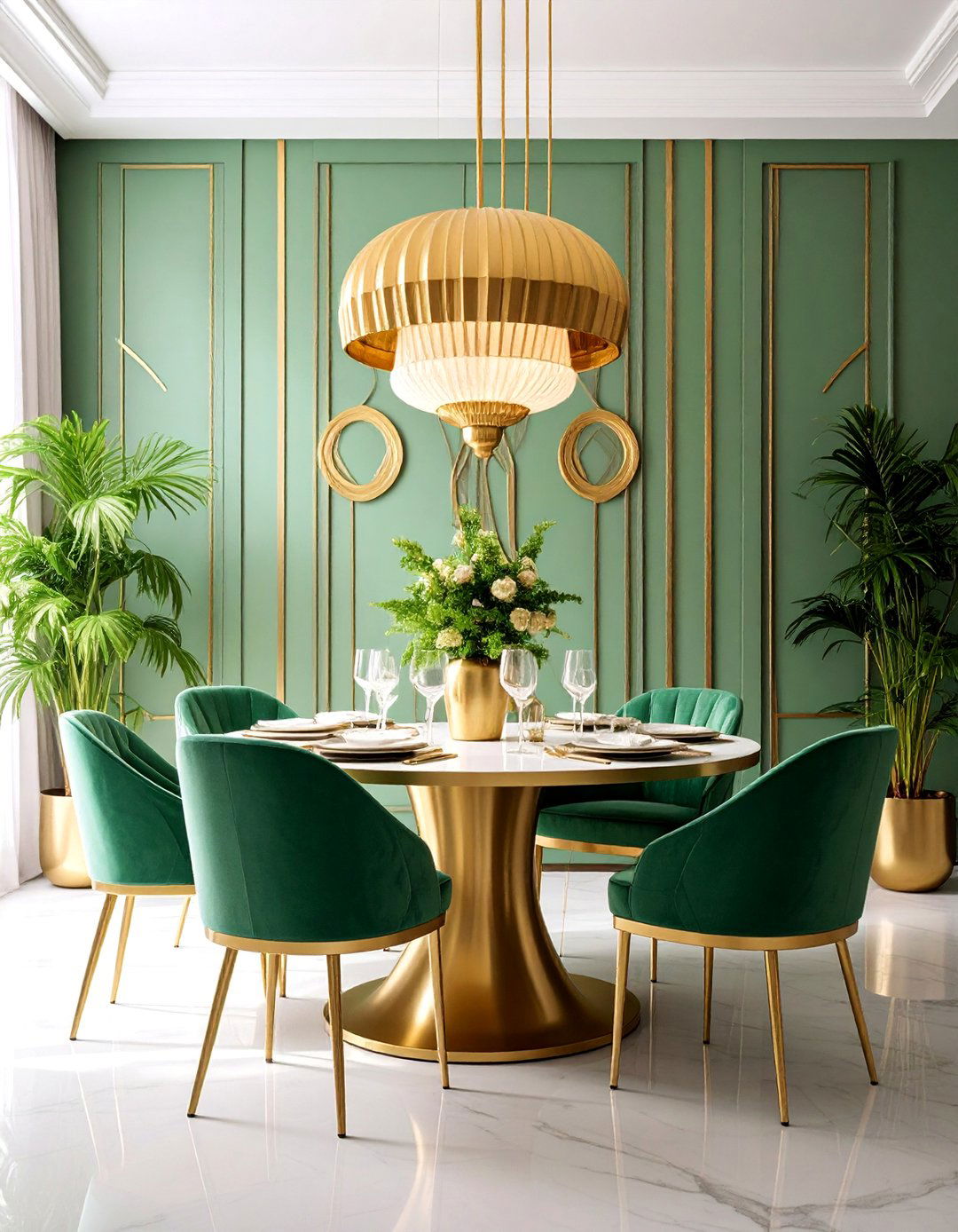 Art Deco Inspired Geometric Dining Room Paneling - 25 Dining Room Wall Paneling Ideas