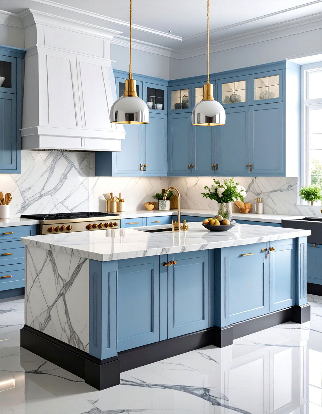 Art Deco Inspired Marble Island - 25 Marble Kitchen Island Ideas