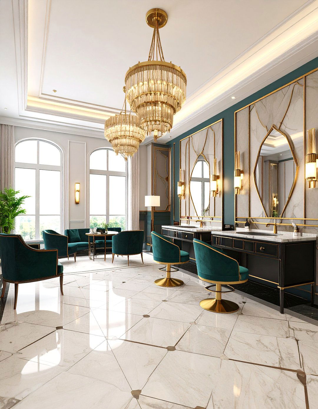 Art Deco Inspired Office Bathroom Design - 25 Office Bathroom Ideas