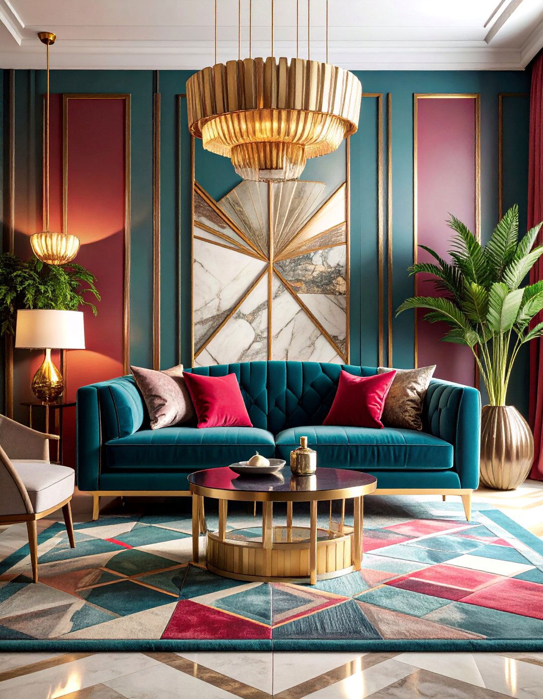 Art Deco Inspired Sofa with Metallic Accents - 25 Living Room Couch Ideas