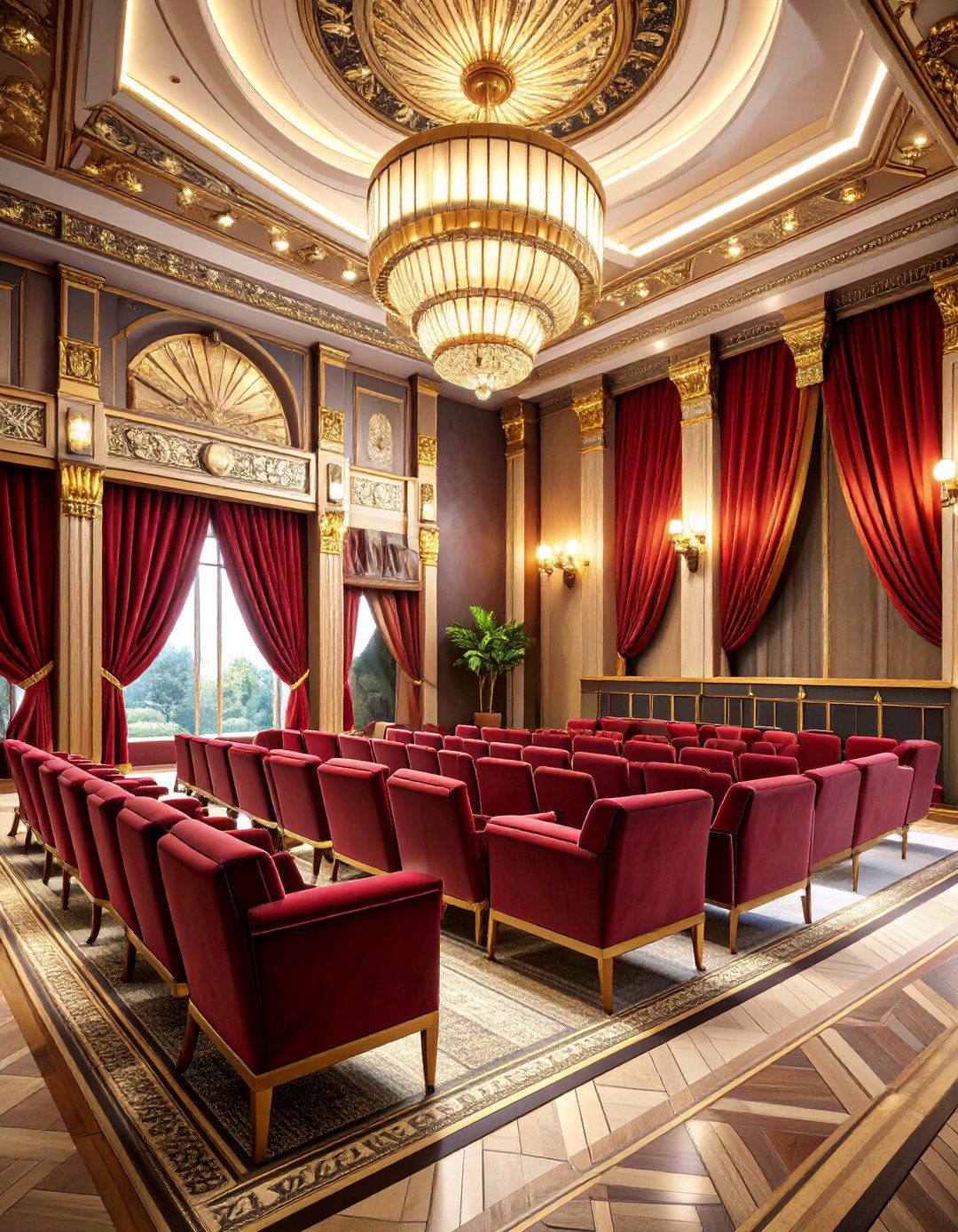 Art Deco Inspired Theater with Geometric Elements - 25 Home Theater Ideas