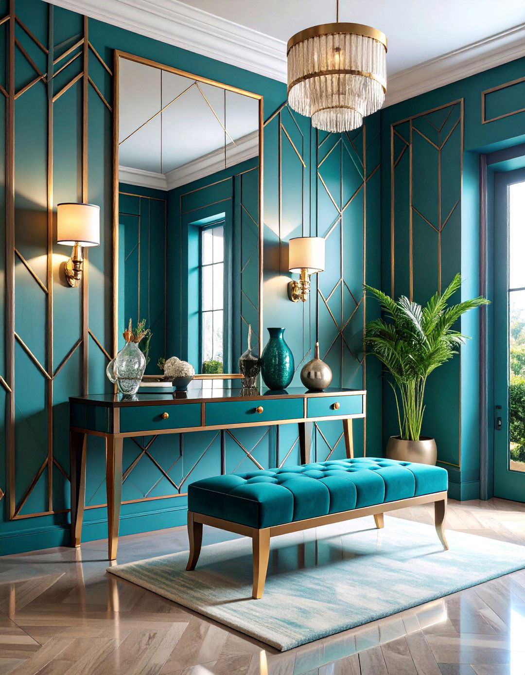 Art Deco Inspired with Glamorous Elements - 25 Entryway Wall Ideas