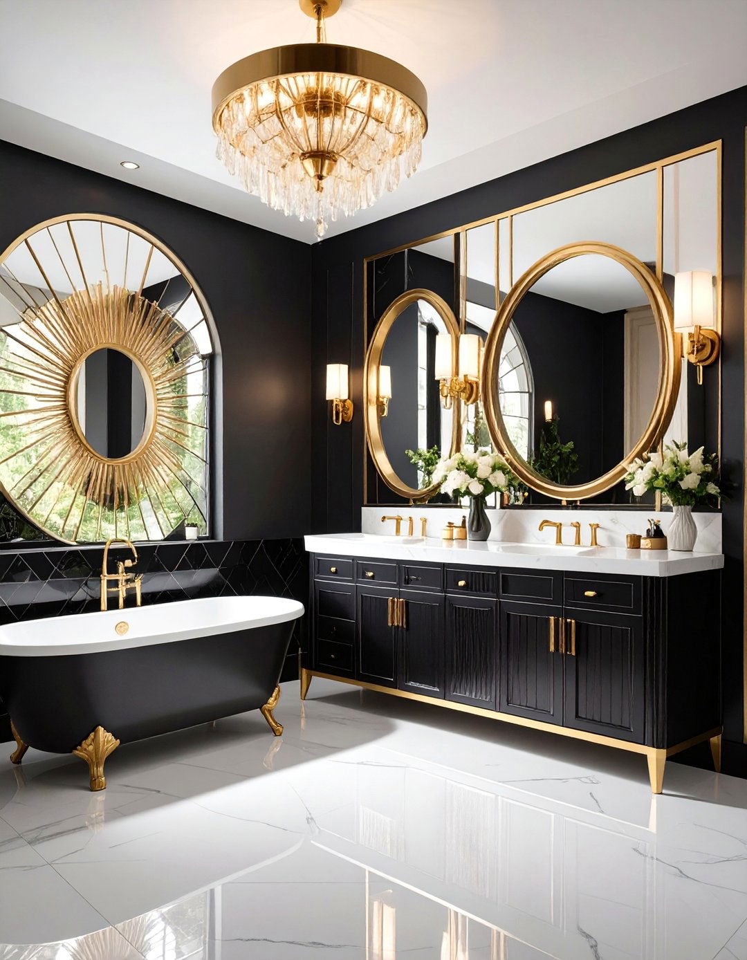 Art Deco Jack and Jill Bathroom with Geometric Patterns - 25 Jack and Jill Bathroom Ideas