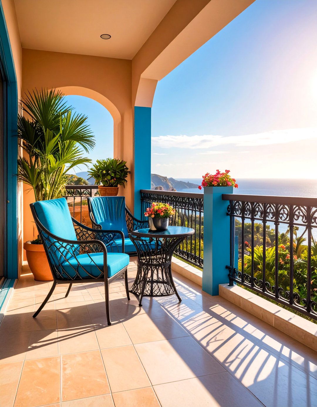 Art Deco Juliet Balcony with Geometric Metal Panels - 25 Juliet Balcony Ideas