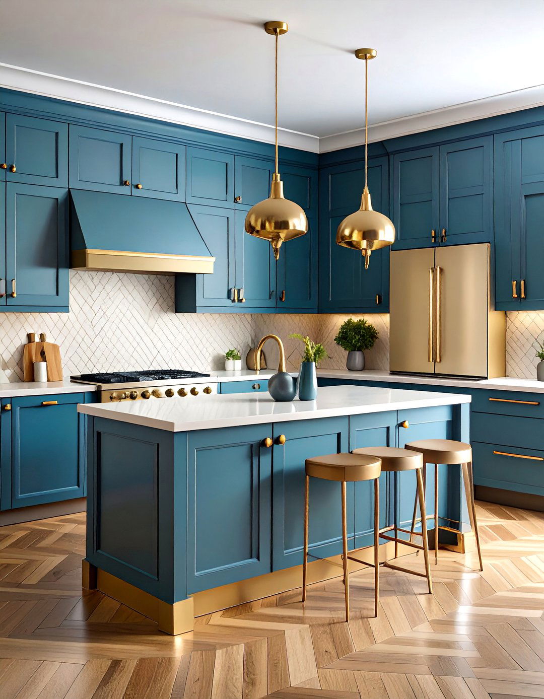 Art Deco Kitchen Glamour with Metallic Geometric Patterns - 25 Kitchen Wallpaper Ideas