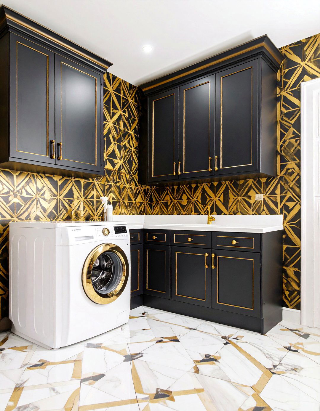Art Deco Laundry Room Transformation - 25 Laundry Room Wallpaper Ideas