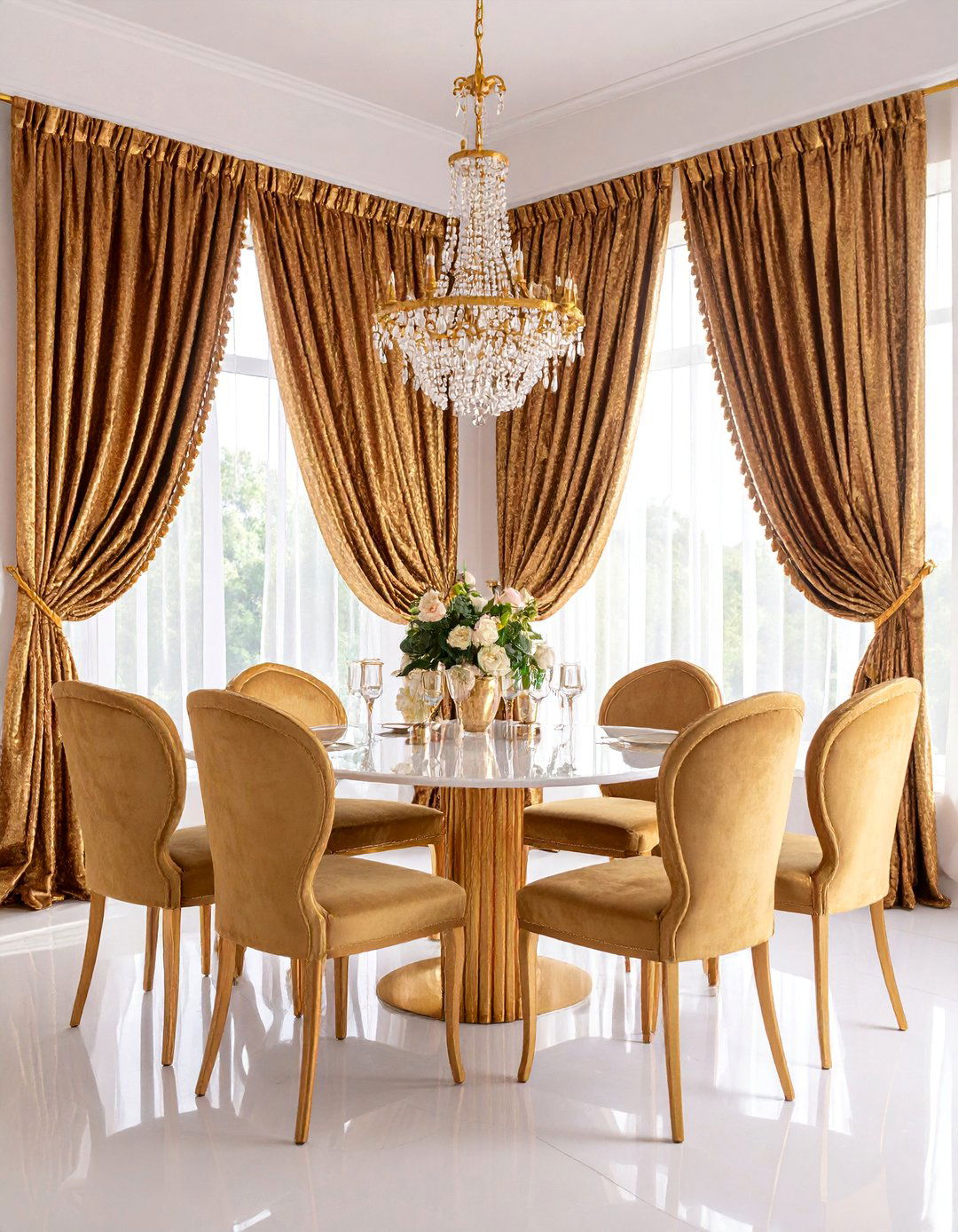 Art Deco Metallic Dining Room Curtain Glamour - 25 Dining Room Curtain Ideas