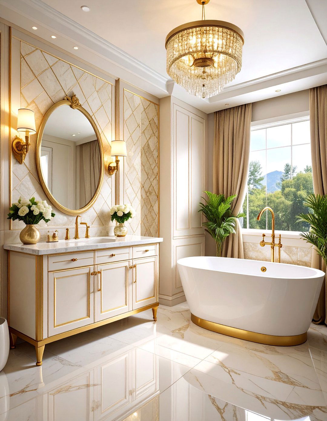 Art Deco Metallic Powder Room - 25 Rv Wallpaper Ideas