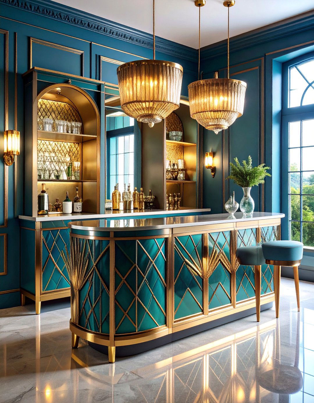 Art Deco Mirrored Mini Bar Cabinet - 25 Mini Bar Ideas