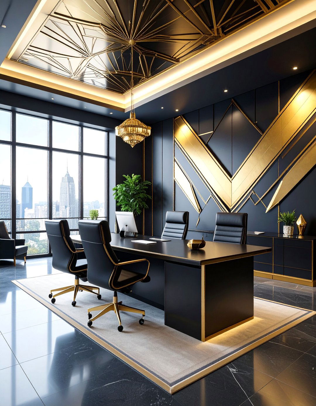 Art Deco Office Mural with Geometric Elegance - 25 Office Wall Murals