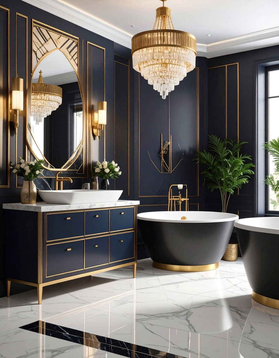 Art Deco Patterns with Vintage Glamour - 25 Bathroom Art Ideas