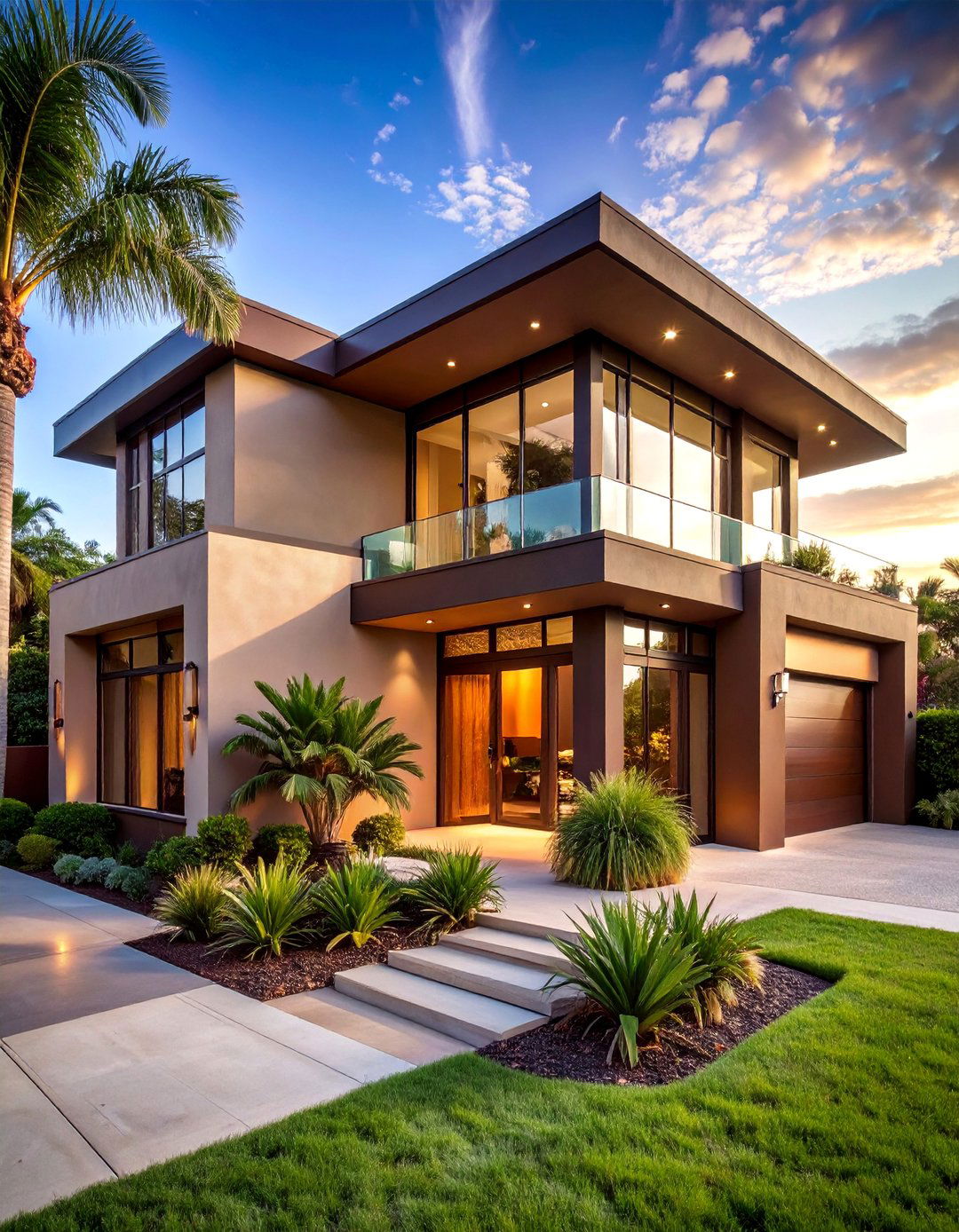Art Deco Revival with Chocolate Brown Stucco and Geometric Details - 25 Chocolate Brown House Exterior Design Ideas