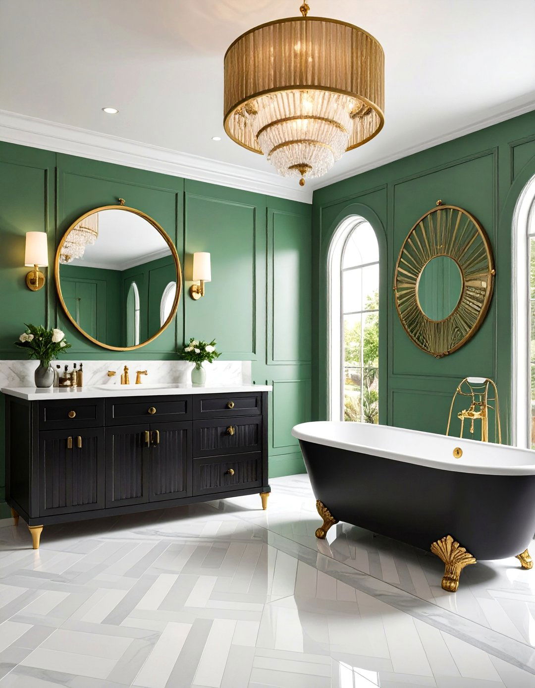 Art Deco Sage Green Bathroom - 25 Sage Green Bathroom Ideas