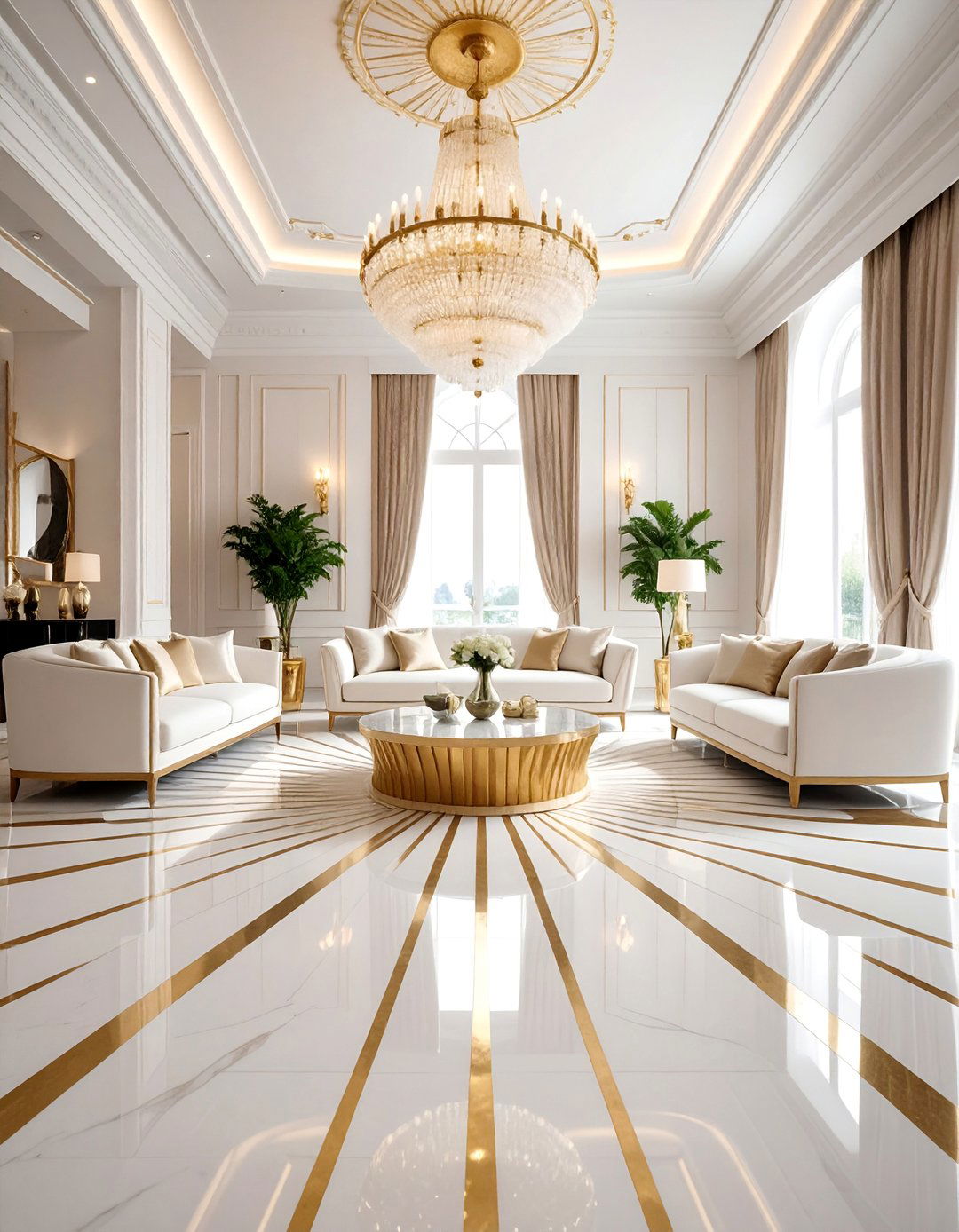 Art Deco Sunburst Painted Floor - 25 Painted Floor Ideas
