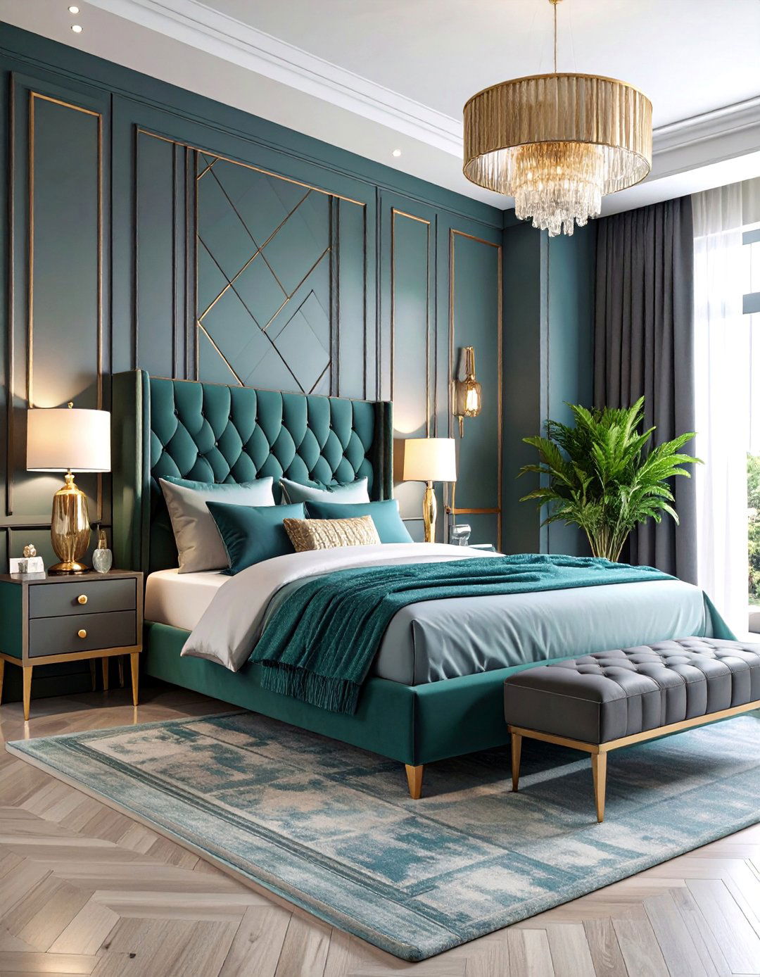 Art Deco Teal and Grey Glamour - 25 Teal and Grey Bedroom Ideas