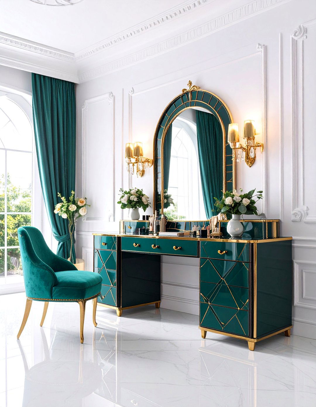Art Deco Vanity Room with Geometric Patterns - 25 Makeup Room Ideas