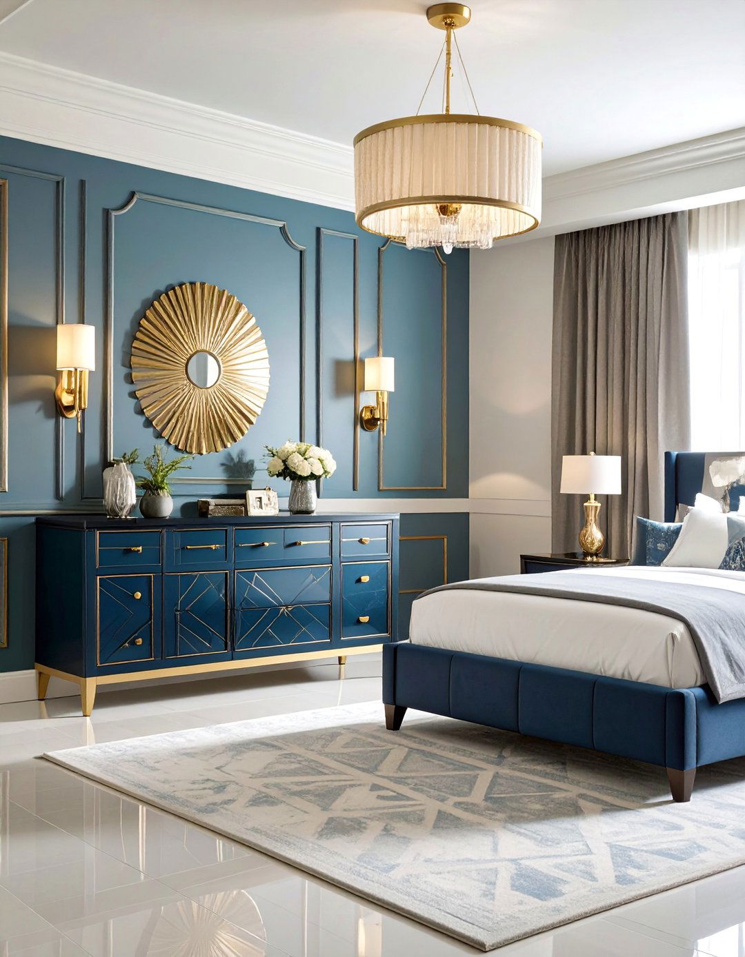 Art Deco Vanity with Geometric Patterns - 25 Bedroom Vanity Ideas