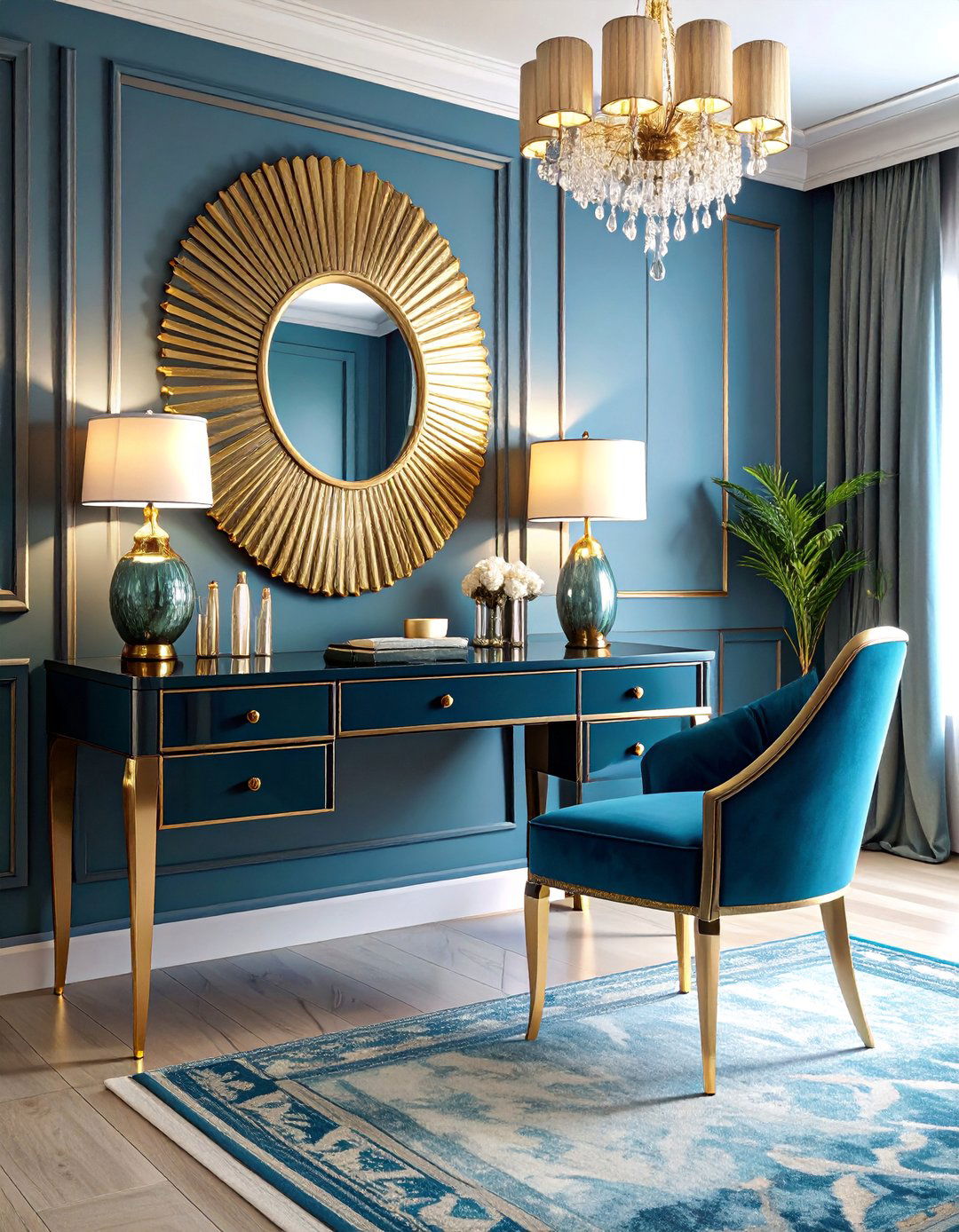 Art Deco Vanity with Metallic Finishes - 25 Vanity Room Ideas