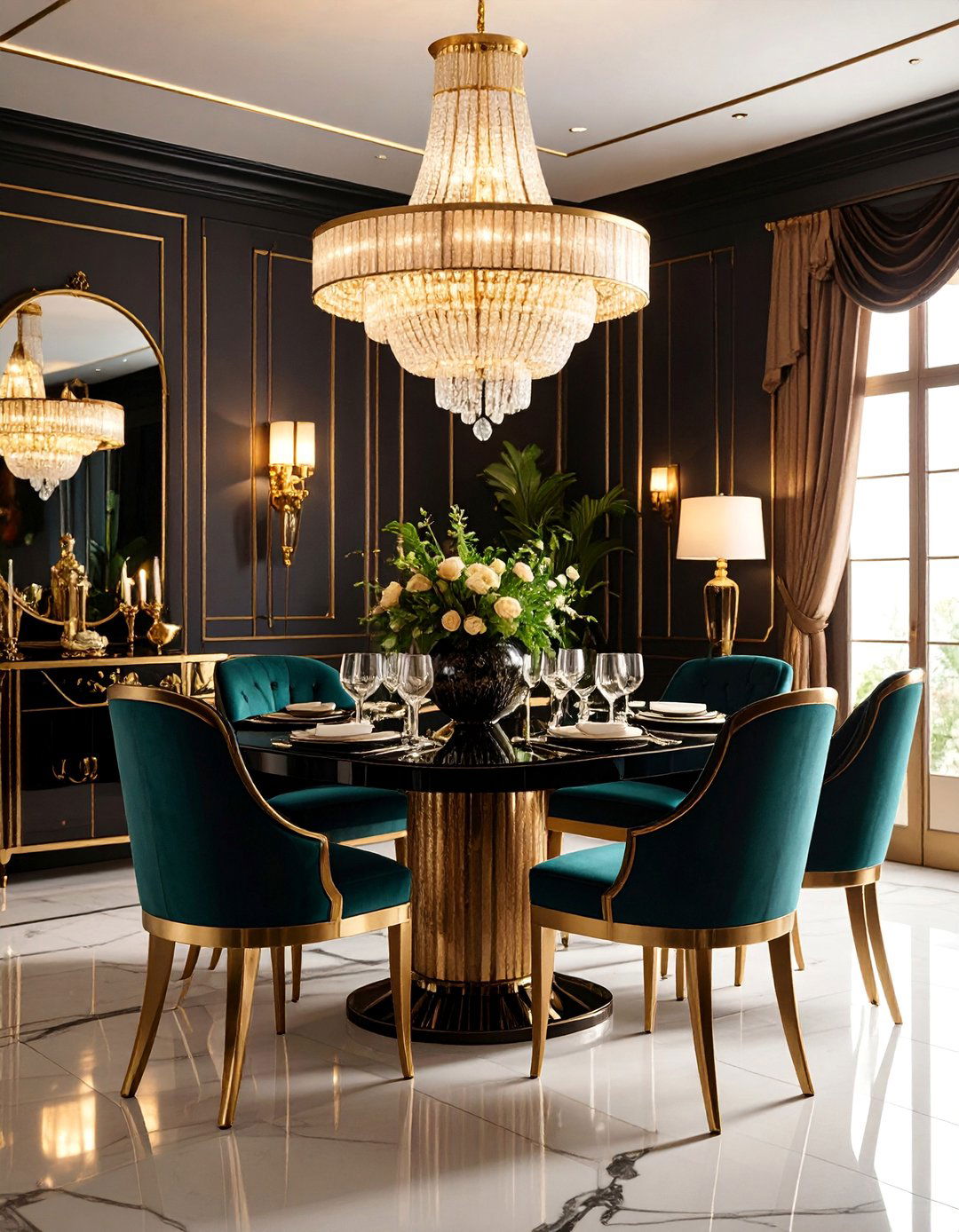 Art Deco Vintage Dining Room with Glamorous Touches - 25 Vintage Dining Room Ideas