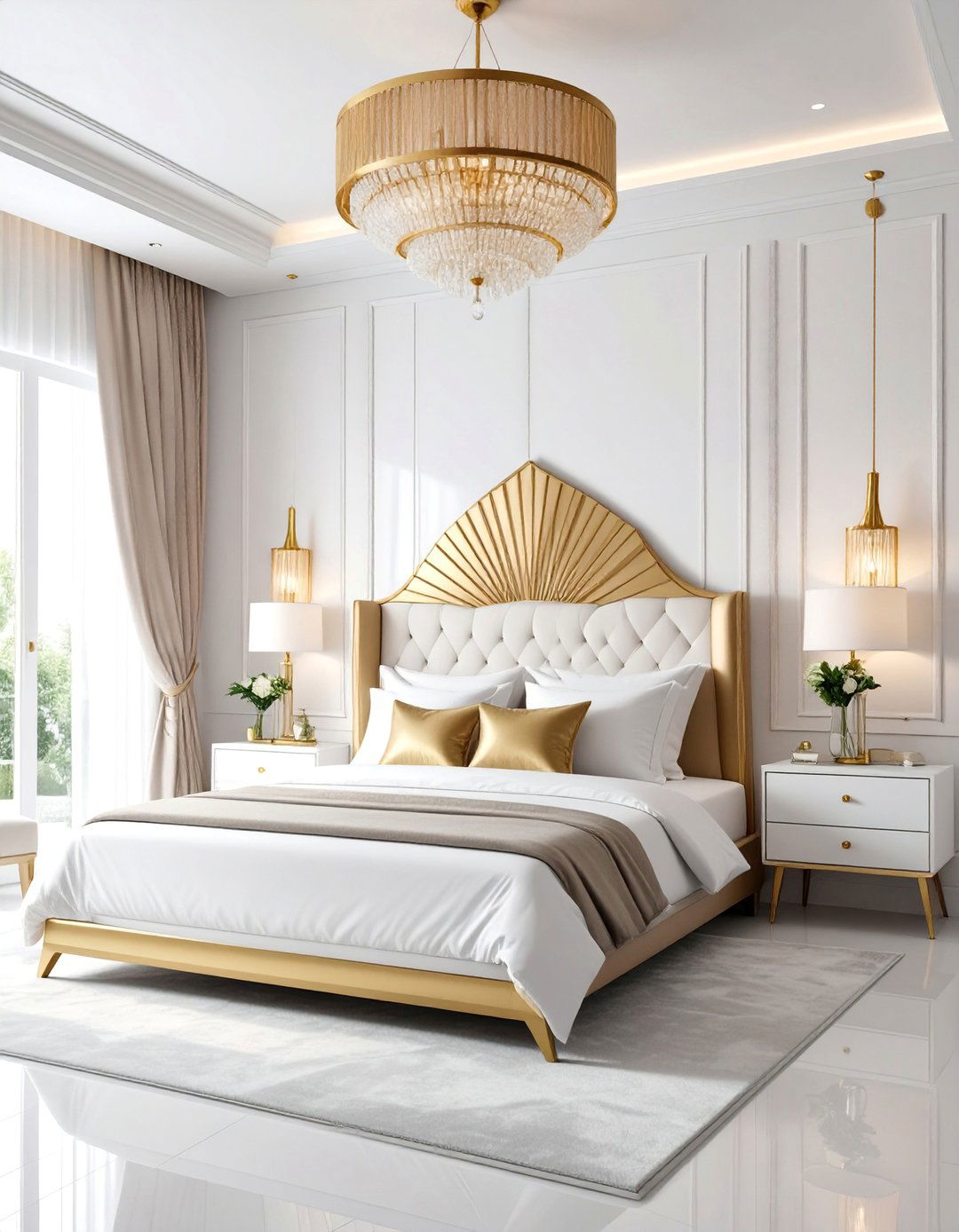 Art Deco White and Gold Bedroom - 25 White and Gold Bedroom Ideas