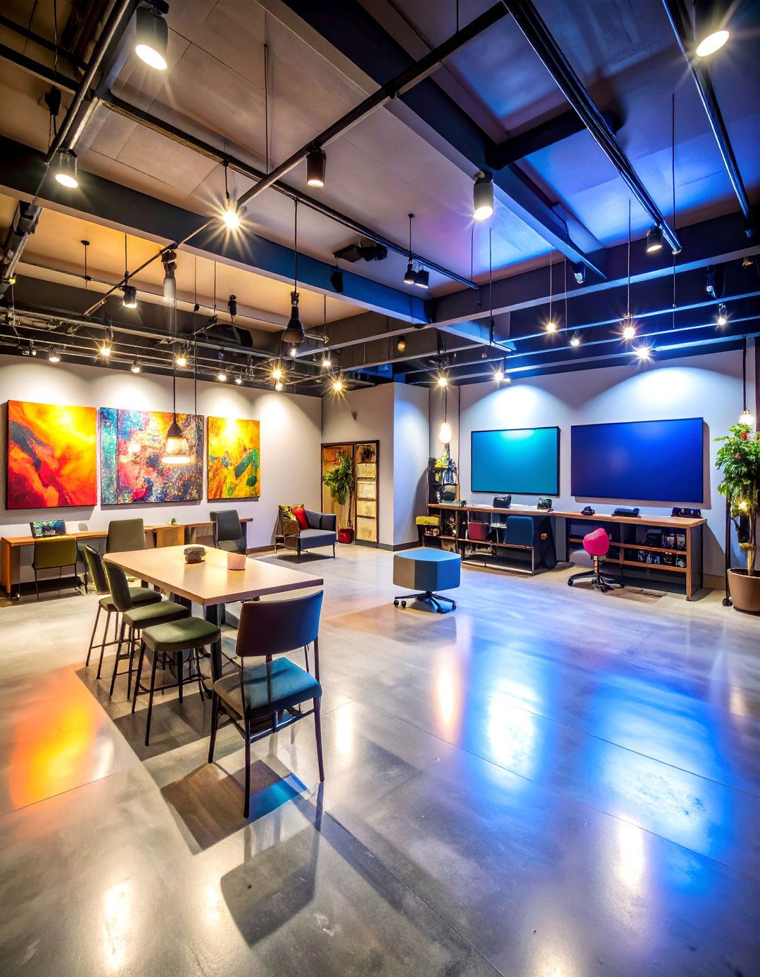Art Focused Basement with Creative Gaming Elements - 25 Basement Game Room Ideas