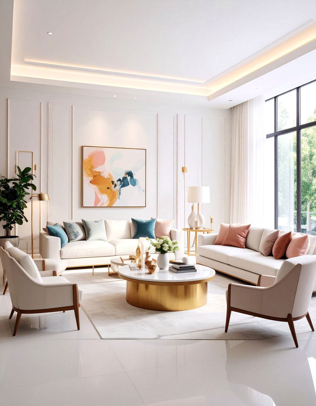 Art Gallery Living Room with Statement Collections - 25 Large Living Room Ideas