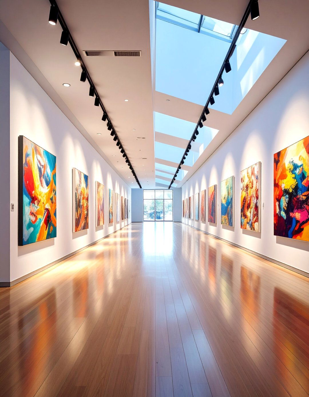 Art Gallery Showcase with Museum Lighting - 25 Hallway Decor Ideas