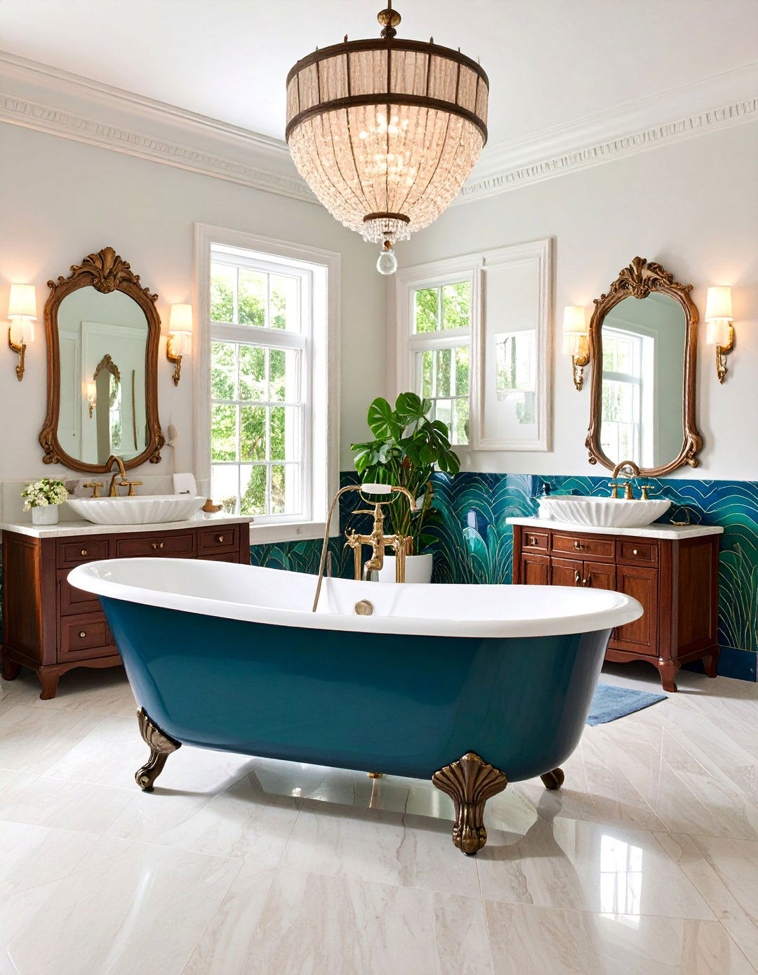 Art Nouveau Bathroom with Water Inspired Elements - 25 Art Nouveau Interior Design Ideas
