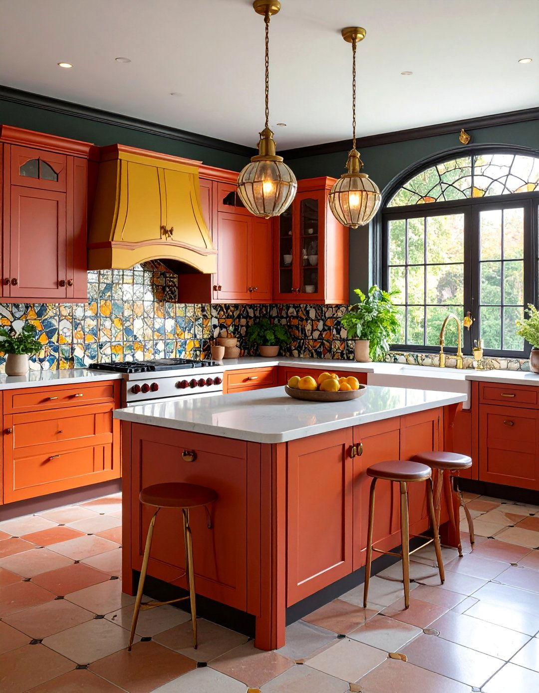 Art Nouveau Burnt Orange Kitchen with Flowing Lines - 25 Burnt Orange Kitchen Ideas