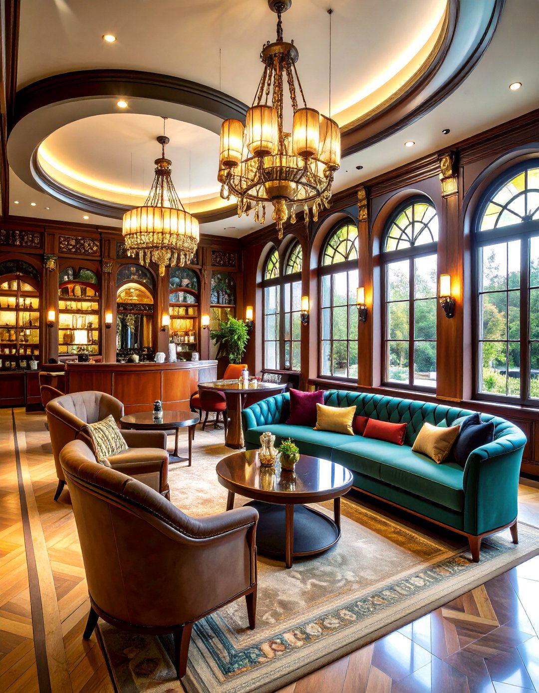 Art Nouveau Cigar Salon with Curved Organic Forms - 25 Cigar Room Ideas