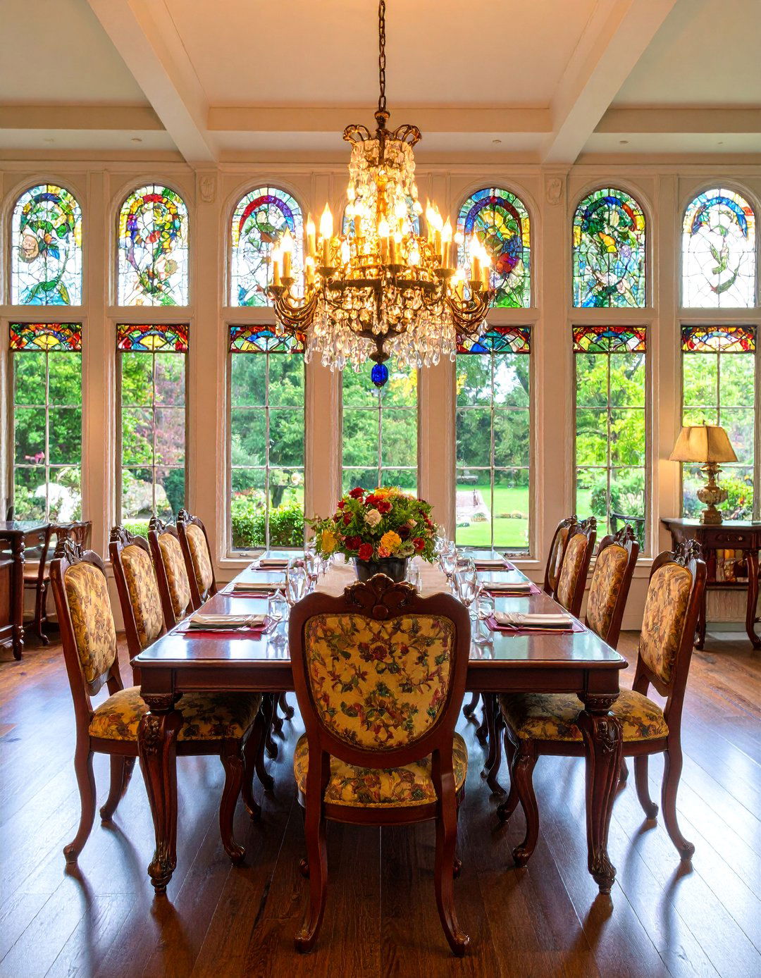 Art Nouveau Dining Room with Stained Glass Splendor - 25 Art Nouveau Interior Design Ideas