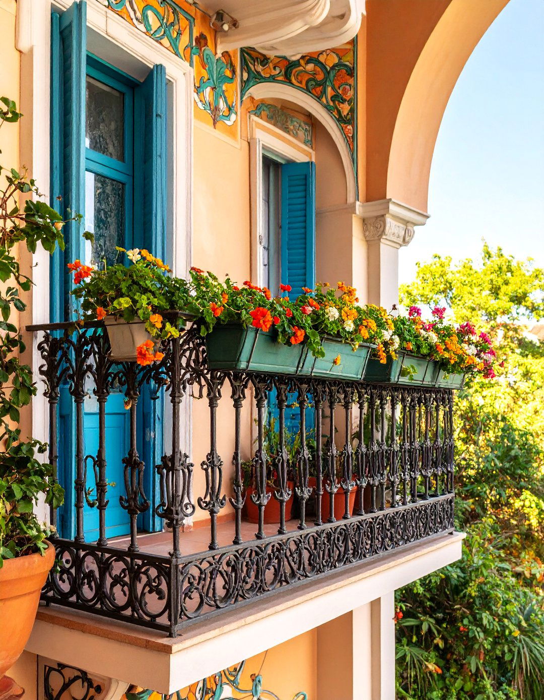 Art Nouveau Flowing Pattern Design - 25 Wrought Iron Balcony Railing Design Ideas